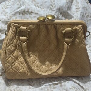 Chic Quilted Tan Satchel